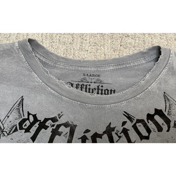 Affliction Gray Skull T Shirt NWT XL Babalu Renato Sobral Skater Streetwear Goth - Picture 4 of 8